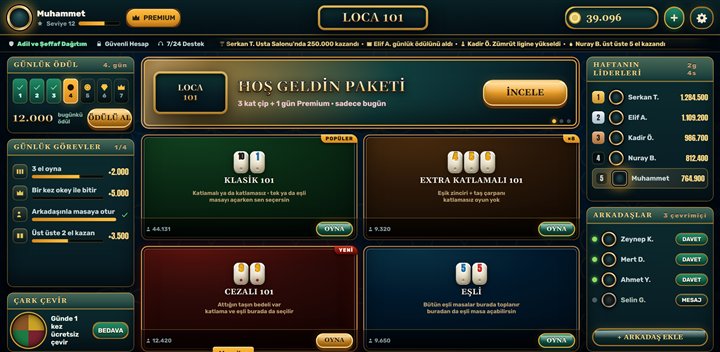 LOCA 101 — kıraathane temalı okey lobisi